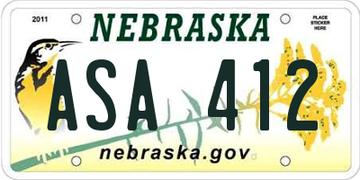 NE license plate ASA412