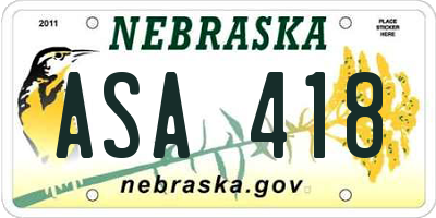 NE license plate ASA418