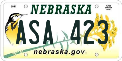 NE license plate ASA423