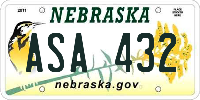 NE license plate ASA432