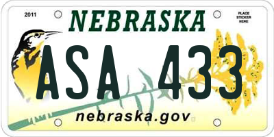 NE license plate ASA433