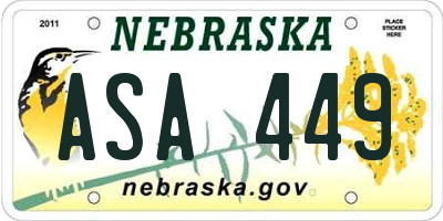 NE license plate ASA449