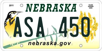 NE license plate ASA450
