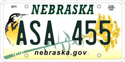 NE license plate ASA455