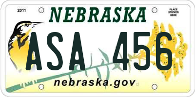 NE license plate ASA456