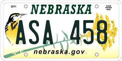 NE license plate ASA458