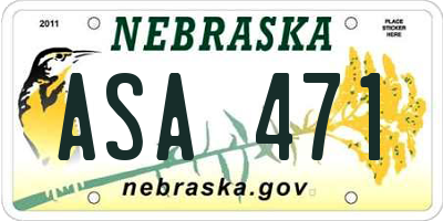 NE license plate ASA471