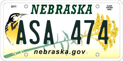 NE license plate ASA474