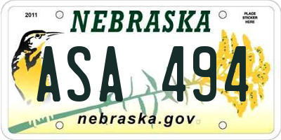 NE license plate ASA494