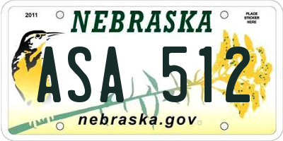 NE license plate ASA512