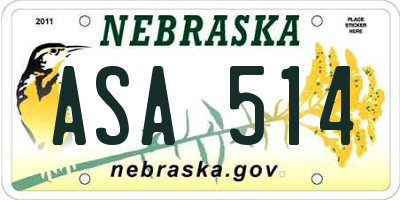 NE license plate ASA514