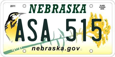 NE license plate ASA515