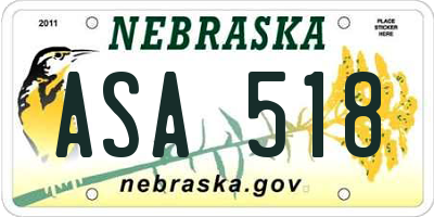 NE license plate ASA518