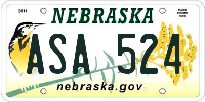 NE license plate ASA524