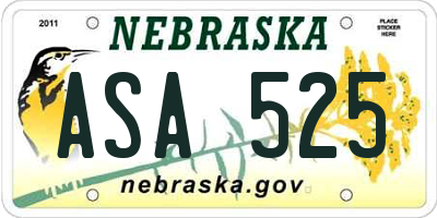 NE license plate ASA525