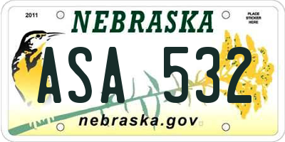 NE license plate ASA532