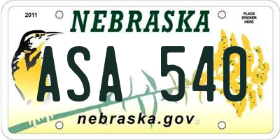 NE license plate ASA540