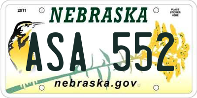 NE license plate ASA552