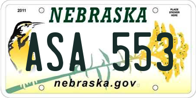 NE license plate ASA553