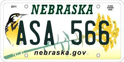 NE license plate ASA566