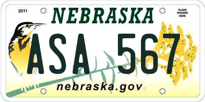 NE license plate ASA567
