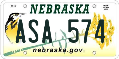 NE license plate ASA574