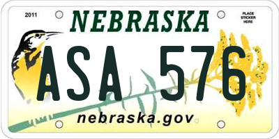 NE license plate ASA576