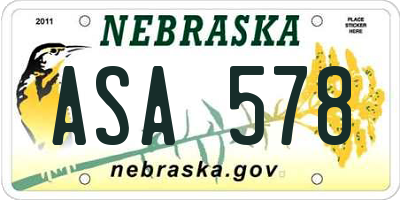NE license plate ASA578