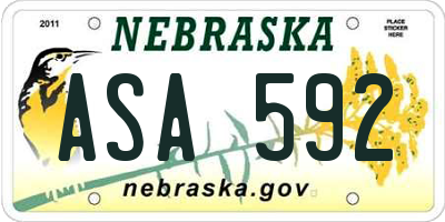 NE license plate ASA592