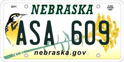NE license plate ASA609
