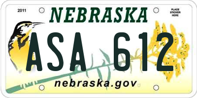 NE license plate ASA612