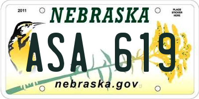 NE license plate ASA619