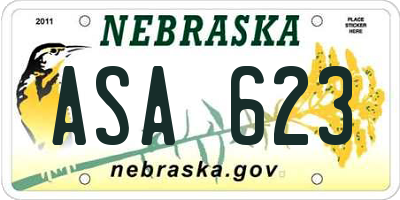 NE license plate ASA623