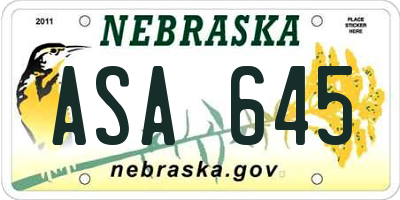 NE license plate ASA645
