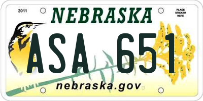 NE license plate ASA651