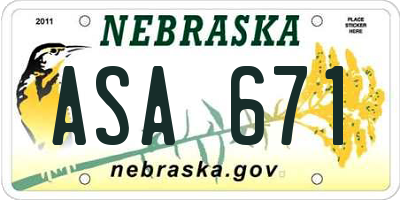 NE license plate ASA671
