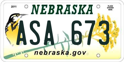 NE license plate ASA673