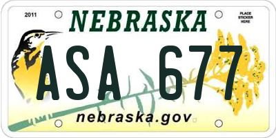 NE license plate ASA677