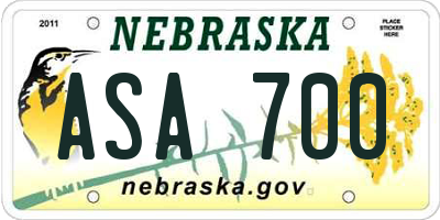 NE license plate ASA700