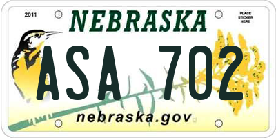 NE license plate ASA702