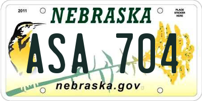 NE license plate ASA704