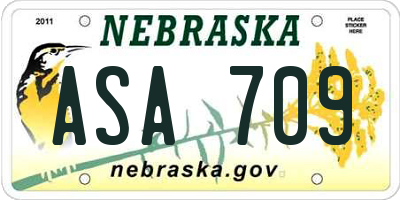 NE license plate ASA709