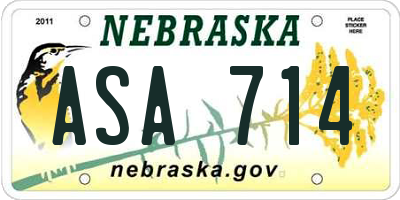 NE license plate ASA714