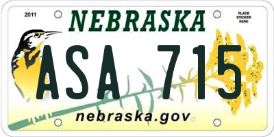 NE license plate ASA715