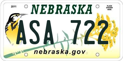 NE license plate ASA722