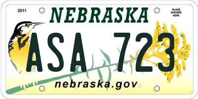 NE license plate ASA723