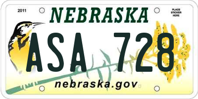 NE license plate ASA728