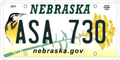 NE license plate ASA730
