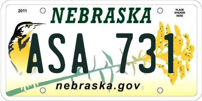 NE license plate ASA731