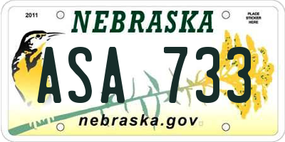 NE license plate ASA733